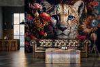 Fotobehang / Behang - Luipaard - Panter en Bloemen, Huis en Inrichting, Verzenden, Hoogeveen, Minder dan 10 m², Info@fotobehangkoning.nl