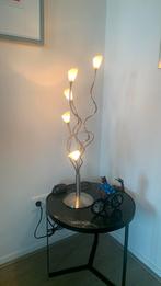 Tafellamp chroom met witte kelkjes, Ophalen, Zo goed als nieuw, Minder dan 100 cm