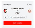 Feyenoord - PSV vak Z, Tickets en Kaartjes, Sport | Voetbal, Eén persoon