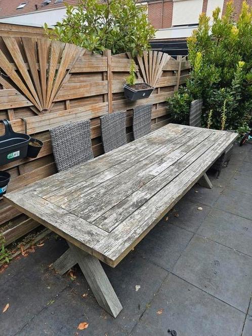 Grote tuintafel en 2 luxe tuinstoelen, Tuin en Terras, Tuintafels, Gebruikt, Rechthoekig, Overige materialen, Ophalen