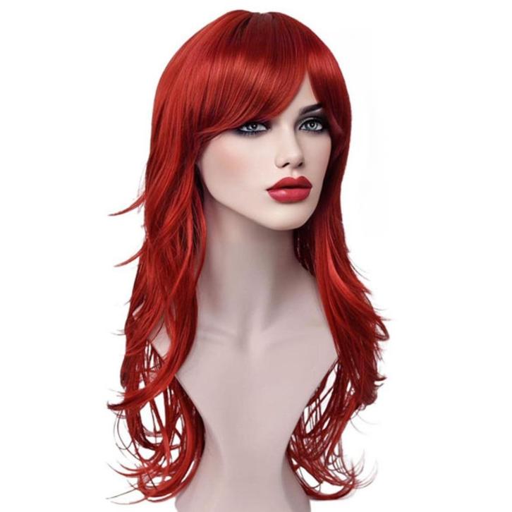 Pruik lang henna rood steil haar met pony, Sieraden, Tassen en Uiterlijk, Uiterlijk | Haarverzorging, Nieuw, Pruik of Haarverlenging