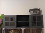 Grijze Hangkast / Vitrinekast, Ophalen, 100 tot 150 cm, Glas, Landelijk