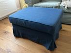 Hoes voetenbank / hocker Ektorp Kilanda donkerblauw, Gebruikt, Stof, Rechthoekig, 50 tot 75 cm
