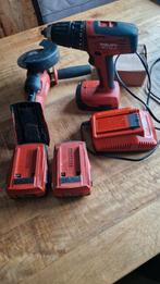 Hilti Accuboor + slijptol , 3x accu en lader en schijven., Ophalen of Verzenden, Zo goed als nieuw