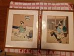 2 Vintage Ukiyo-e Houtblokprenten, Ophalen of Verzenden