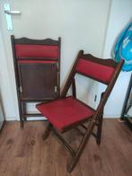 Vintage Klapstoelen Rood (Nep)leer Bruin Hout zitting chairs, Antiek en Kunst, Antiek | Meubels | Stoelen en Banken, Ophalen