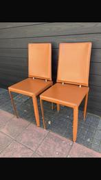 Arper 6 stoelen, tuigleer cognac, Huis en Inrichting, Stoelen, Ophalen, Bruin, Design, Leer