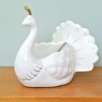 grote vintage pauw BLOEMPOT porselein goud Hollywood Regency, Tuin en Terras, Bloempotten, Gebruikt, Binnen, Ophalen of Verzenden