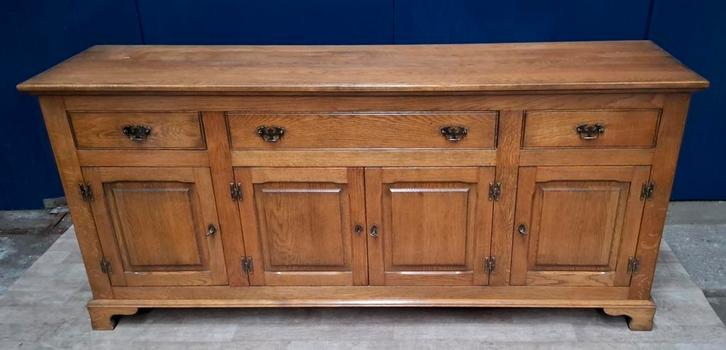Groot houten dressoir 90 x 200 x 50 cm., Huis en Inrichting, Kasten | Dressoirs, Gebruikt, 200 cm of meer, 50 tot 75 cm, Met lade(s)
