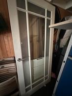 Houten binnendeur met facet geslepen glas 210x93, Doe-het-zelf en Verbouw, Deuren en Horren, Gebruikt, 80 tot 100 cm, Binnendeur