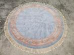 Handgeknoopt oosters rond wol tapijt skyblue Nepal 165x165cm