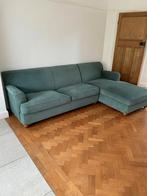 Orson slaapbank met chaise longue (rechts) in groen fluweel., Ophalen, Gebruikt, 100 tot 125 cm, 150 tot 200 cm