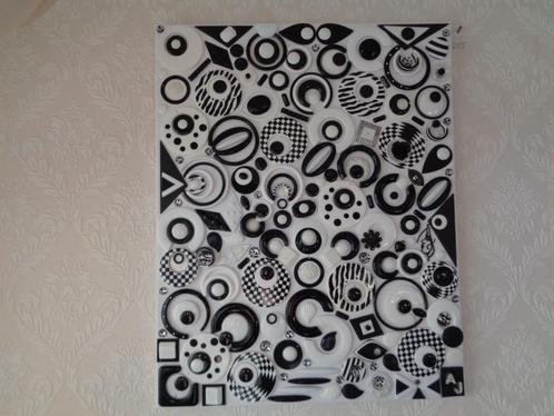 Schilderij Abstract Zwart Wit  40 x 50 cm Nr ZW 33, Antiek en Kunst, Kunst | Schilderijen | Abstract, Ophalen