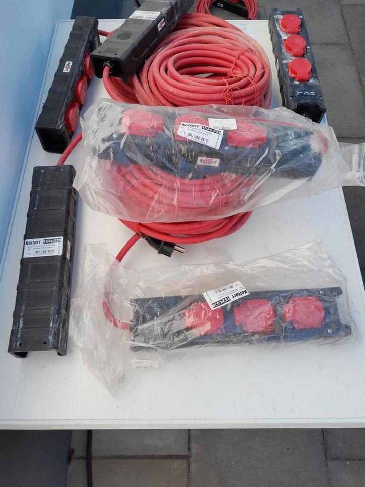Verlengkabels met Contactblokken - 7 Stuks, Doe-het-zelf en Verbouw, Elektra en Kabels, Nieuw, Kabel of Snoer, Ophalen of Verzenden