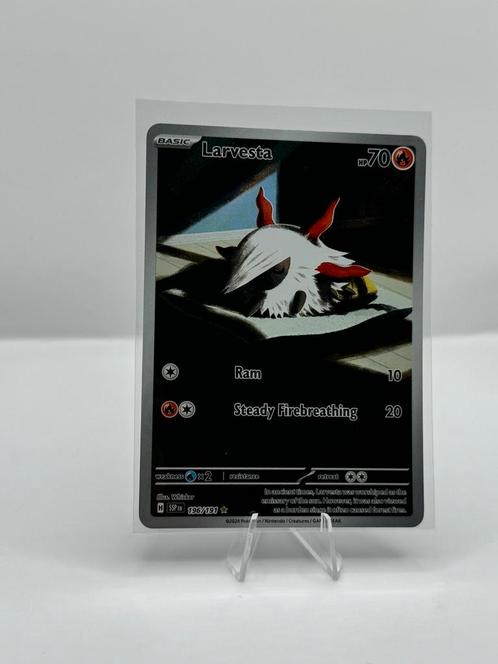 Larvesta #196/191 Pokemon Surging Sparks, Hobby en Vrije tijd, Verzamelkaartspellen | Pokémon, Nieuw, Losse kaart, Ophalen of Verzenden