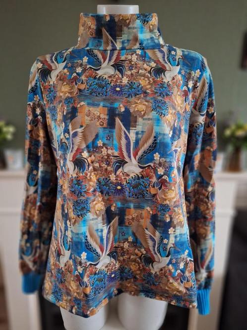 French Terry ijsvogel trui 46 XXL lange mouw gratis verz NL, Kleding | Dames, Truien en Vesten, Zo goed als nieuw, Maat 46/48 (XL) of groter