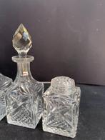 antiek 4 delig set  kristal olie en azijn, mosterd en zout, Antiek en Kunst, Antiek | Glas en Kristal, Ophalen of Verzenden