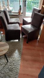 4 mooie geschuurd leren eetkamerstoelen, Huis en Inrichting, Stoelen, Ophalen, Zo goed als nieuw