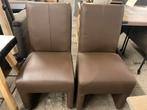 Nieuw! 4 bruin leren eetkamerstoelen, Huis en Inrichting, Stoelen, Ophalen, Bruin, ., Zo goed als nieuw
