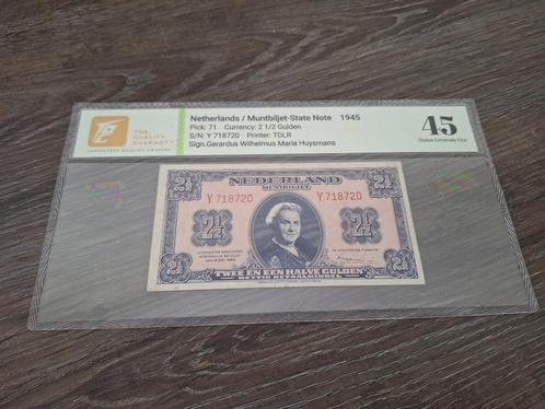 Meest zeldzame variant biljet 2,5 gulden 1945, Y-serie, Postzegels en Munten, Bankbiljetten | Nederland, Ophalen of Verzenden