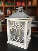 Windlicht hout met zinken dakje, Ophalen, Gebruikt, 25 tot 50 cm, Wit