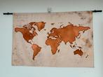 Wereldkaart Wanddoek - Bruin/Goud, Huis en Inrichting, Ophalen, Nieuw