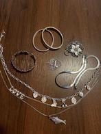 Zilverkleurige Sieraden Collectie, Gebruikt, Met strass, Ophalen of Verzenden, Zilver