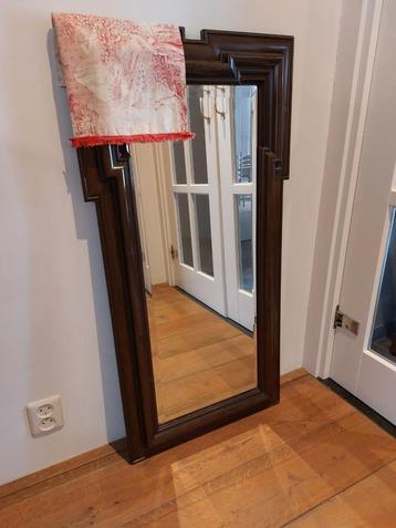 Prachtige, antieke art deco wandspiegel - houten lijst beschikbaar voor biedingen