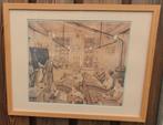 Anton Pieck - Schooltafereel - Grafiek in Lijst, Antiek en Kunst, Ophalen of Verzenden