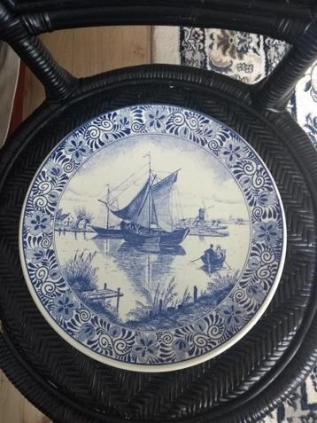Wandbord Delfts Blauw.  Schip beschikbaar voor biedingen