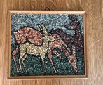 Schilderijtje van stenen hert / steenbok 21x 18cm., Ophalen of Verzenden, Zo goed als nieuw, Materiaal