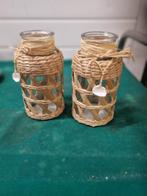 vaasjes met rotan ombonden 2 stuks, Huis en Inrichting, Woonaccessoires | Vazen, Ophalen of Verzenden, 'T Olde Gre-j, Info@toldegrej.nl
