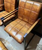 6 stoere industriële stoelen leer cognac, Huis en Inrichting, Stoelen, Twee, Bruin, Leer, Ophalen of Verzenden