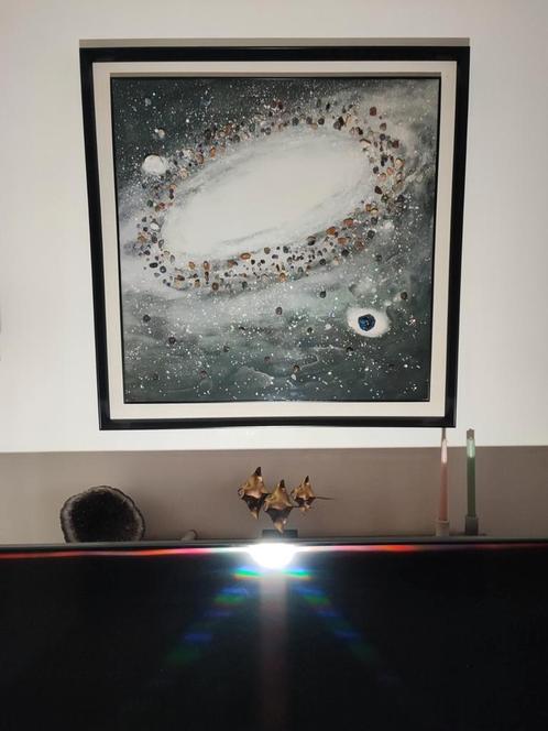 UNIEK SCHILDERIJ GALAXY MET MINERALEN EDELSTENEN SCHILDERIJ, Antiek en Kunst, Kunst | Schilderijen | Abstract, Ophalen