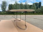 Ovalen tafel massief essenhout met chroom, Huis en Inrichting, Tafels | Eettafels, Ophalen, Zo goed als nieuw, Vijf personen of meer