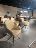 Creme leren eetkamerstoelen Shell - Bert Plantagie, Huis en Inrichting, Stoelen, Ophalen, Zo goed als nieuw, Vijf, Zes of meer stoelen