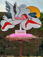 Geboortebord ooievaar op echt nest van takken met baby uniek, Ophalen, Nieuw, Abraham of Sarah