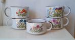 Vintage Wild Flower soepkommen 5 stuks, Gebruikt, Ophalen of Verzenden, Kom(men), Overige stijlen