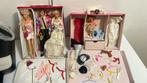Oude set barbies met koffertjes, Ophalen of Verzenden, Gebruikt, Pop