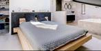 Massief Eiken bed ombouw 220x180, Huis en Inrichting, Slaapkamer | Bedden, Ophalen, Bruin, Tweepersoons, Zo goed als nieuw