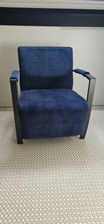 Blauwe fauteuil - fluweel & spijkerstof, Huis en Inrichting, Ophalen