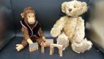 Antieke houtwol gevulde aap en handgemaakte mohair beer, Ophalen of Verzenden