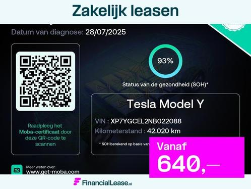 Tesla Model Y Performance AWD 75 kWh 93% SOH NL-AUTO Rijklaa, Auto's, Tesla, Bedrijf, Lease, Financial lease, Model Y, ABS, Adaptive Cruise Control