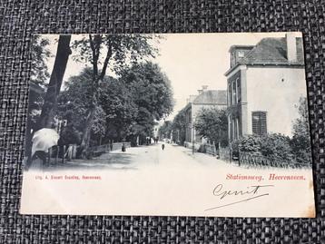 Ansichtkaart Heerenveen, 1903, Stationsweg beschikbaar voor biedingen