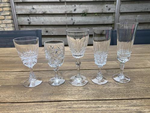 5 prachtige (kristallen) glazen, Antiek en Kunst, Antiek | Glas en Kristal, Ophalen of Verzenden