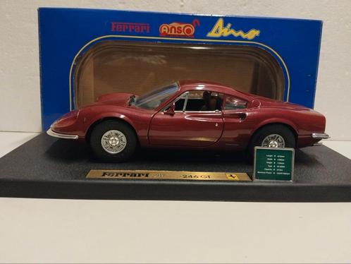 Ferrari 246 GT DINO donkerrood 1972 Anson metal 1:18 KRD, Hobby en Vrije tijd, Modelauto's | 1:18, Zo goed als nieuw, Auto, Anson