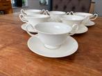 Wedgwood white bone china soepkop/soepkom met schotel 12x, Wedgwood, Ophalen of Verzenden, Zo goed als nieuw, Porselein