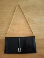Vintage zwartleren schoudertas/clutch, 13,5x26,5 cm, Ophalen of Verzenden, Gebruikt, Zwart, Schoudertasje