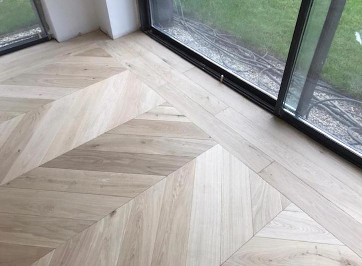 Echt Eiken hongaarse punt vloer visgraat Parket, Doe-het-zelf en Verbouw, Vloerdelen en Plavuizen, Nieuw, Parket, Hout, Ophalen of Verzenden