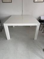 Witte hoogglans vierkante eettafel 130x130, Huis en Inrichting, Tafels | Eettafels, Ophalen, Kunststof, Gebruikt, 100 tot 150 cm